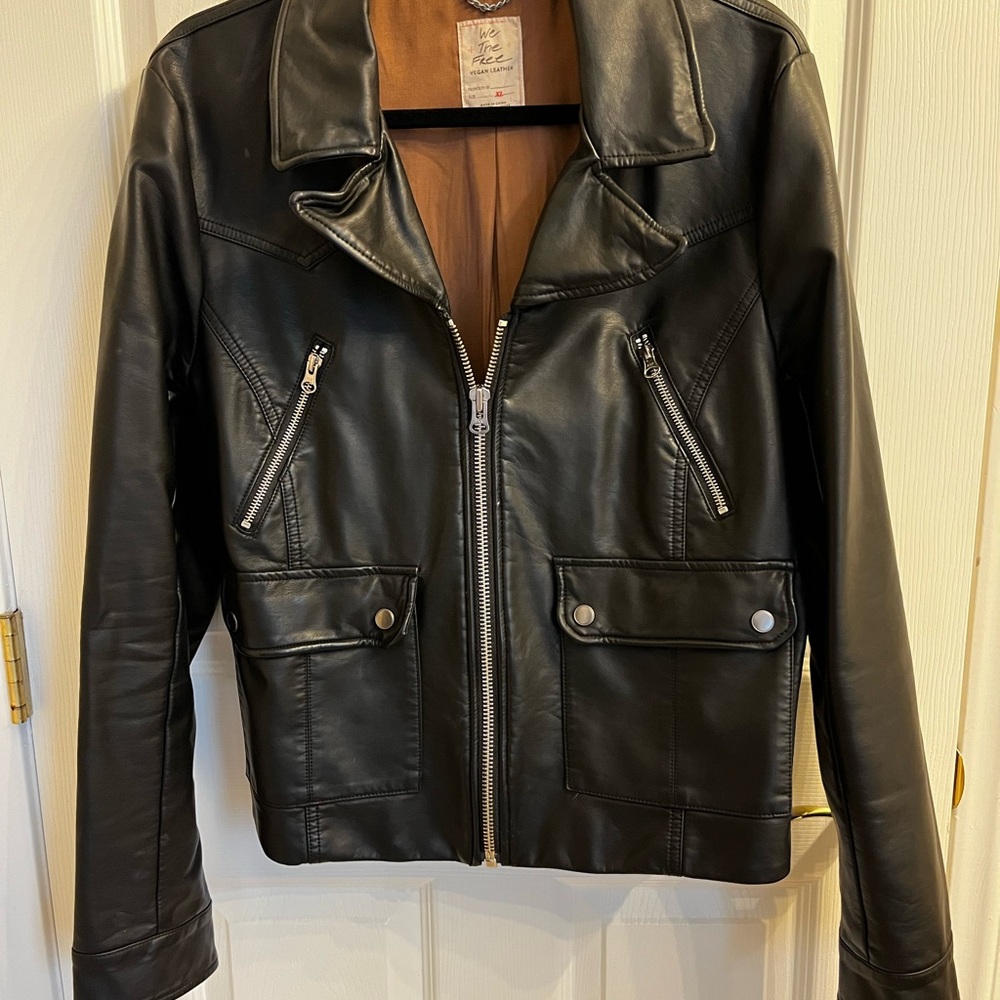 Classic Black Vegan Faux Leather Jacket